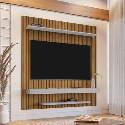 Imagem de Painel para TV de até 65 Polegadas Leme Pintura Ripado Cinamomo Off White Bechara