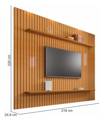 Imagem de Painel Para Tv De Até 75 Polegadas Ripado 2 Prateleiras Roma