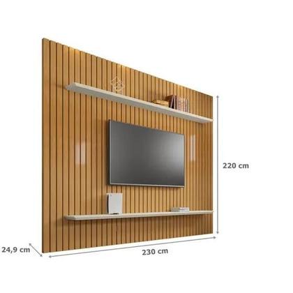 Imagem de Painel Para Tv De Até 75 Polegadas Ripado 2 Prateleiras Roma