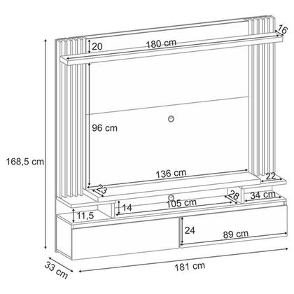 Imagem de Painel para TV Home Suspenso Ambiente Cosmo Cinamomo Off White  HB Móveis