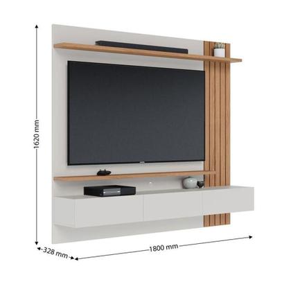 Imagem de Painel Para Tv Home Suspenso Ambiente Juriti 1.8 Off White Matte Freijó - Colibri