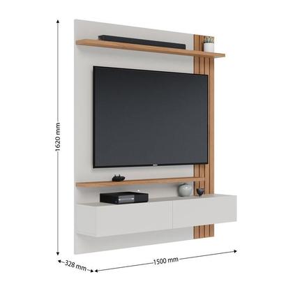 Imagem de Painel para Tv Home Suspenso Juriti 1.5 Off White Matte Freijó - Colibri