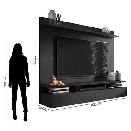 Imagem de Painel Para Tv Home Suspenso Noruega Preto - Móveis Leão
