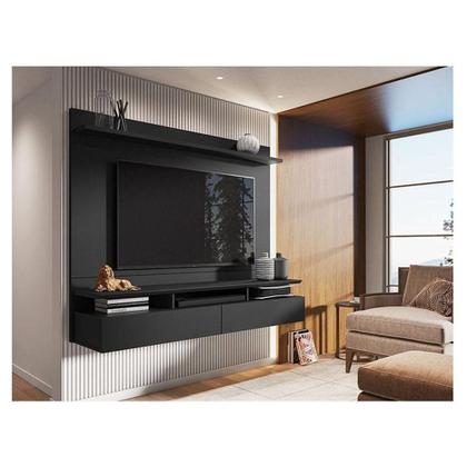 Imagem de Painel Para Tv Home Suspenso Noruega Preto - Móveis Leão