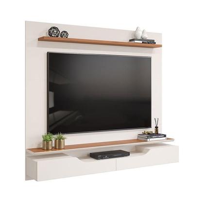 Imagem de Painel para Tv Levi Off White Freijó e Mesa de Centro Pilar Off White  DJ Móveis