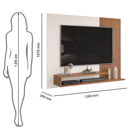 Imagem de Painel para Tv Nando Freijó Off White com Aparador para Sala Suri e Mesa de Centro Suri Off White  DJ Móveis