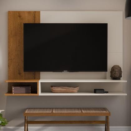 Imagem de Painel Para TV Quarto Sala Com Prateleira 50 Polegadas Nichos MILAO