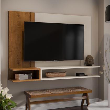 Imagem de Painel Para TV Quarto Sala Com Prateleira 50 Polegadas Nichos MILAO