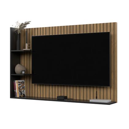 Imagem de Painel Para TV Smart Berlim Até 50 Polegadas - Elegância e Modernidade para Sua Sala - Ripado/Preto