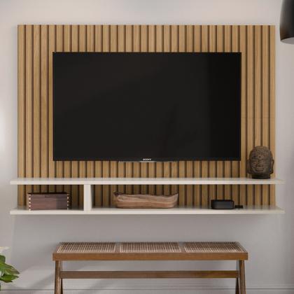 Imagem de Painel Para TV Smart Plus Milão para TVs de até 50 Polegadas Ripado com Off White