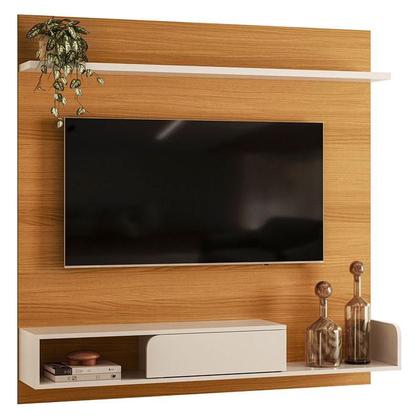 Imagem de Painel para TV Suspenso Evo com Kit Mesa de Centro Sky e Aparador Infinity Cinamomo Off White  HB Móveis