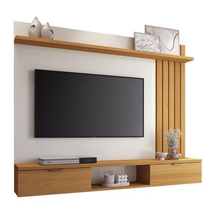 Imagem de Painel para TV Suspenso Lets com Mesa de Centro Cadenza Cinamomo Off White  HB Móveis