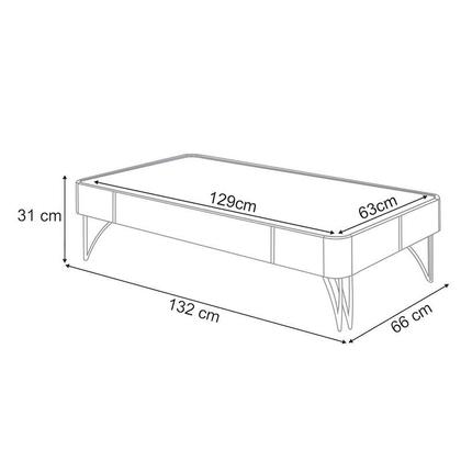 Imagem de Painel para TV Suspenso Lets com Mesa de Centro Cadenza Cinamomo Off White  HB Móveis