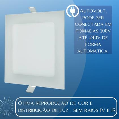 Imagem de Painel Plafon Led 18W Quadrado Embutir 3000K 22X22 Luminária Luz Amarela Teto Forro Pvc Gesso Quarto Sala Cozinha