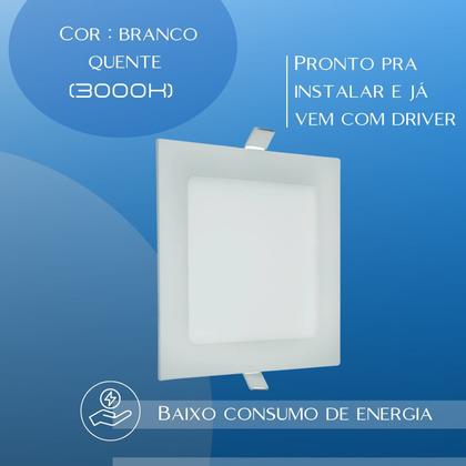 Imagem de Painel Plafon Led 18W Quadrado Embutir 3000K 22X22 Luminária Luz Amarela Teto Forro Pvc Gesso Quarto Sala Cozinha