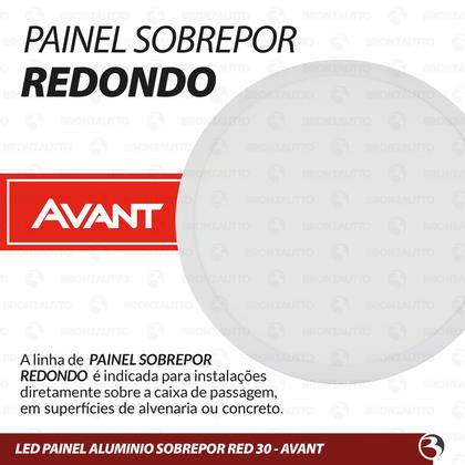 Imagem de Painel Plafon Led 24W Redondo De Sobrepor 29cm Bivolt 6500k Avant