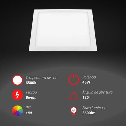 Painel Plafon LED 45W Quadrado Embutir 6500K Bivolt 62x62cm - INLUSS Imagem de Painel Plafon LED 45W Quadrado Embutir 6500K Bivolt 62x62cm