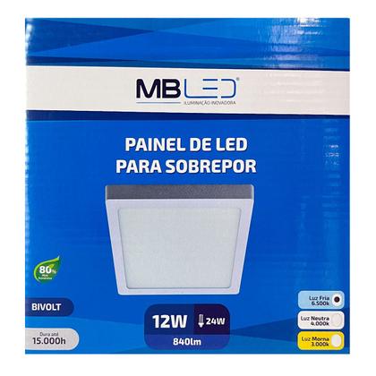 Imagem de Painel Plafon Led Sobrepor 17X17cm 12W 6500K Bivolt - MB Led - 4069