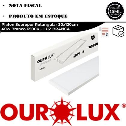 Imagem de Painel Plafon Sobrepor Retangular 30x120cm 40w Branco 6500K