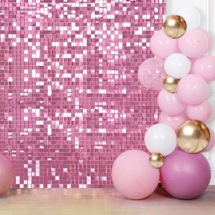 Imagem de Painel quadrado de fundo de parede Sequin Shimmer, pacote com 36, fúcsia