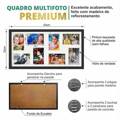 Imagem de Painel Quadro Multifotos Com Vidro, Parede 8 Fotos 10X15 24H