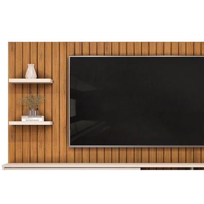 Imagem de Painel Quarto p/ TV até 60 Pol Friz 179x108cm Freijo/Off White - DJ Móveis