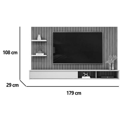 Imagem de Painel Quarto p/ TV até 60 Pol Friz 179x108cm Freijo/Off White - DJ Móveis