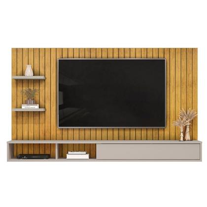 Imagem de Painel Quarto p/ TV até 60 Pol Friz 179x108cm Freijo/Off White - DJ Móveis