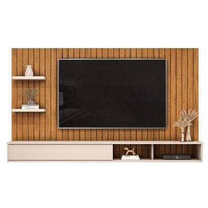 Imagem de Painel Quarto p/ TV até 60 Pol Friz 179x108cm Freijo/Off White - DJ Móveis