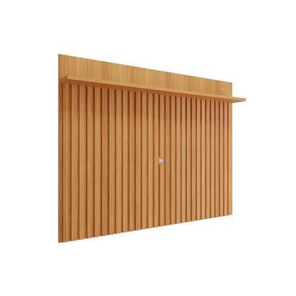 Imagem de Painel Quarto p/TV até 70 Pol Trend 100% MDF Ripado c/ Prateleira 180x135cm Cinamomo - Permóbili