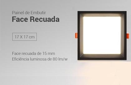 Imagem de Painel Recuado Embutir Led 18W Preto Deep Opus