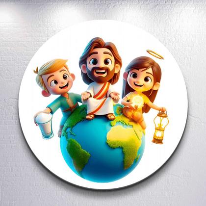 Imagem de Painel Redondo Jesus e Amigos Capa Sublimada de Festa Tamanho Grande ou Mini Decoração Religiosa