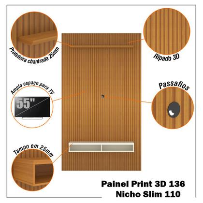 Imagem de Painel Ripado 3D para TV Até 55 Polegadas Print com Nicho 135cm
