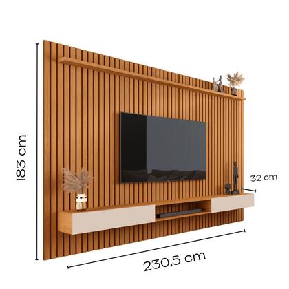 Imagem de Painel Ripado Com Nicho Bancada Amadeirado Para Sala 2m Versatil Tv Até 75