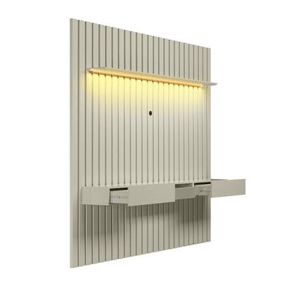 Imagem de Painel Ripado com Rack Suspenso até 70 Polegadas Tulum com LED 1 PT 2 GV Off White Alt 218 Larg 222 cm