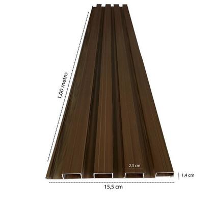 Imagem de Painel Ripado em Placa 100x0,15cm (6,3m²) PVC + 12 Cantoneiras Marrom/Mogno Bariri