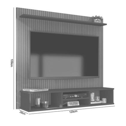 Imagem de Painel Ripado Everest para Tv até 50 Polegadas 120cm - Preto