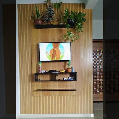 Imagem de Painel Ripado Freijó MDF Decorativo - Kit 10 Placas 45x11cm
