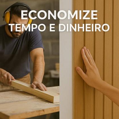 Imagem de Painel Ripado Kit 20 Placas Adesivas Autocolante Madeira Montável Mdf 45x11