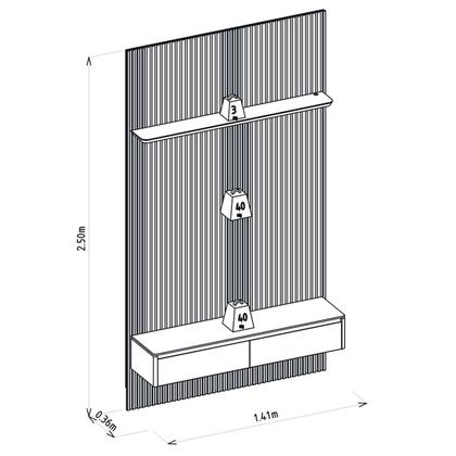 Imagem de Painel Ripado Modular 1,40m Nicho Curvo Led Linea Brasil
