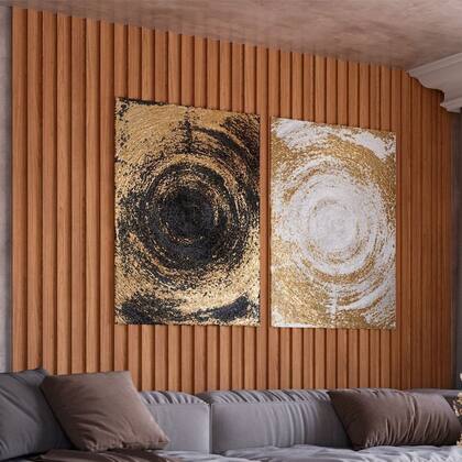 Imagem de Painel Ripado para Sala de Estar 89,5cm x 183cm Marrom/Freijo Madeirado Dalla Costa