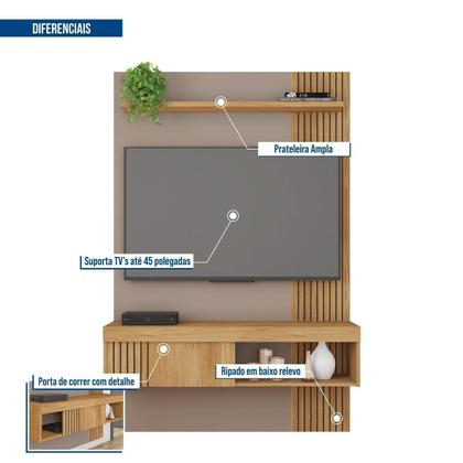 Imagem de Painel Ripado para TV até 50 Polegadas 119,5cmx183cm Moon