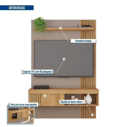 Imagem de Painel Ripado para TV até 50 Polegadas 119,5CMX183CM Moon Marrom