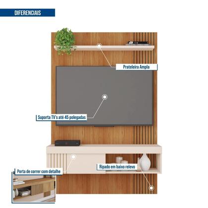 Imagem de Painel Ripado para TV até 50 Polegadas 119,5cmx183cm Moon Marrom