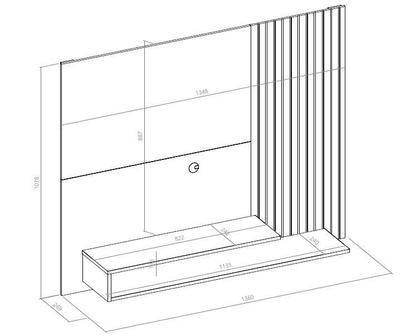 Imagem de Painel Ripado para TV até 50 Polegadas MDF 136CMX107,8cm 2 Prateleiras Nando Marrom
