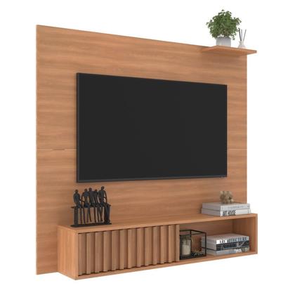 Imagem de Painel Ripado para TV até 55 Polegadas 136CMX108CM Porta Ripada Tucson Marrom