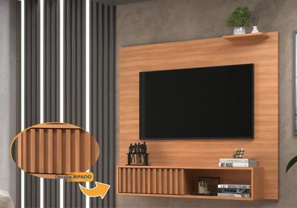 Imagem de Painel Ripado para TV até 55 Polegadas 136CMX108CM Porta Ripada Tucson Marrom