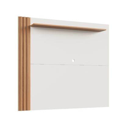 Imagem de Painel Ripado para TV até 55 Polegadas 136cmx120cm Detalhe Texas Bege Freijó/Off White