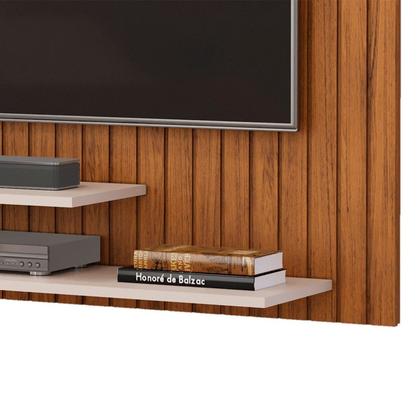 Imagem de Painel Ripado para TV até 55 Polegadas MDF 134,5CMX108CM Frisado Decorativo com Nicho Ripe Marrom