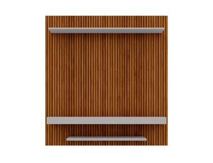 Imagem de Painel Ripado para TV até 60 Polegadas 150CMX160,2cm 2 Prateleiras Impressão Off White Móveis Bechara Leme Marrom